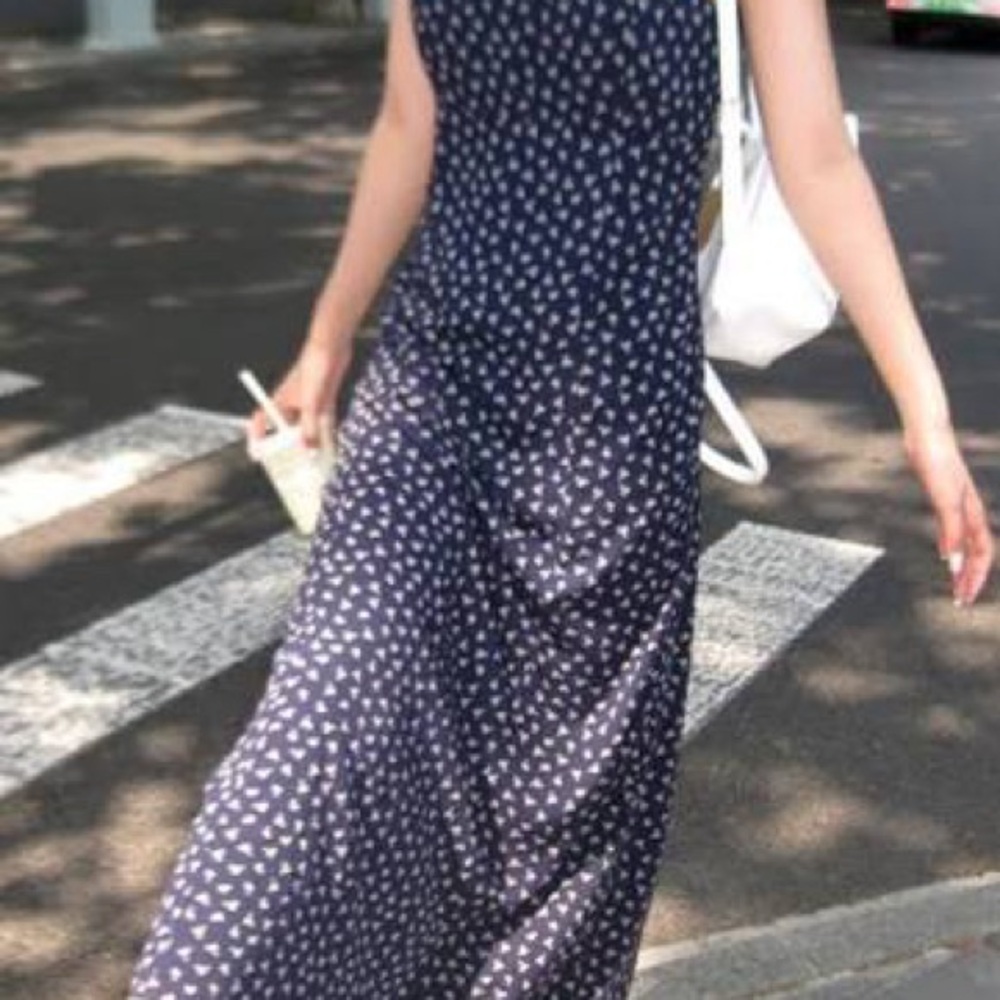 Brandy Melville Navy Maxi Dress with White Floral Print